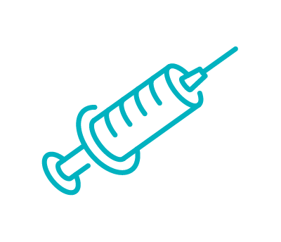 Line drawing of a syringe.