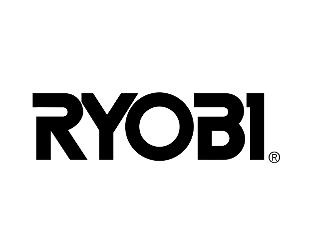RYOBI logo in black lettering on a black background.