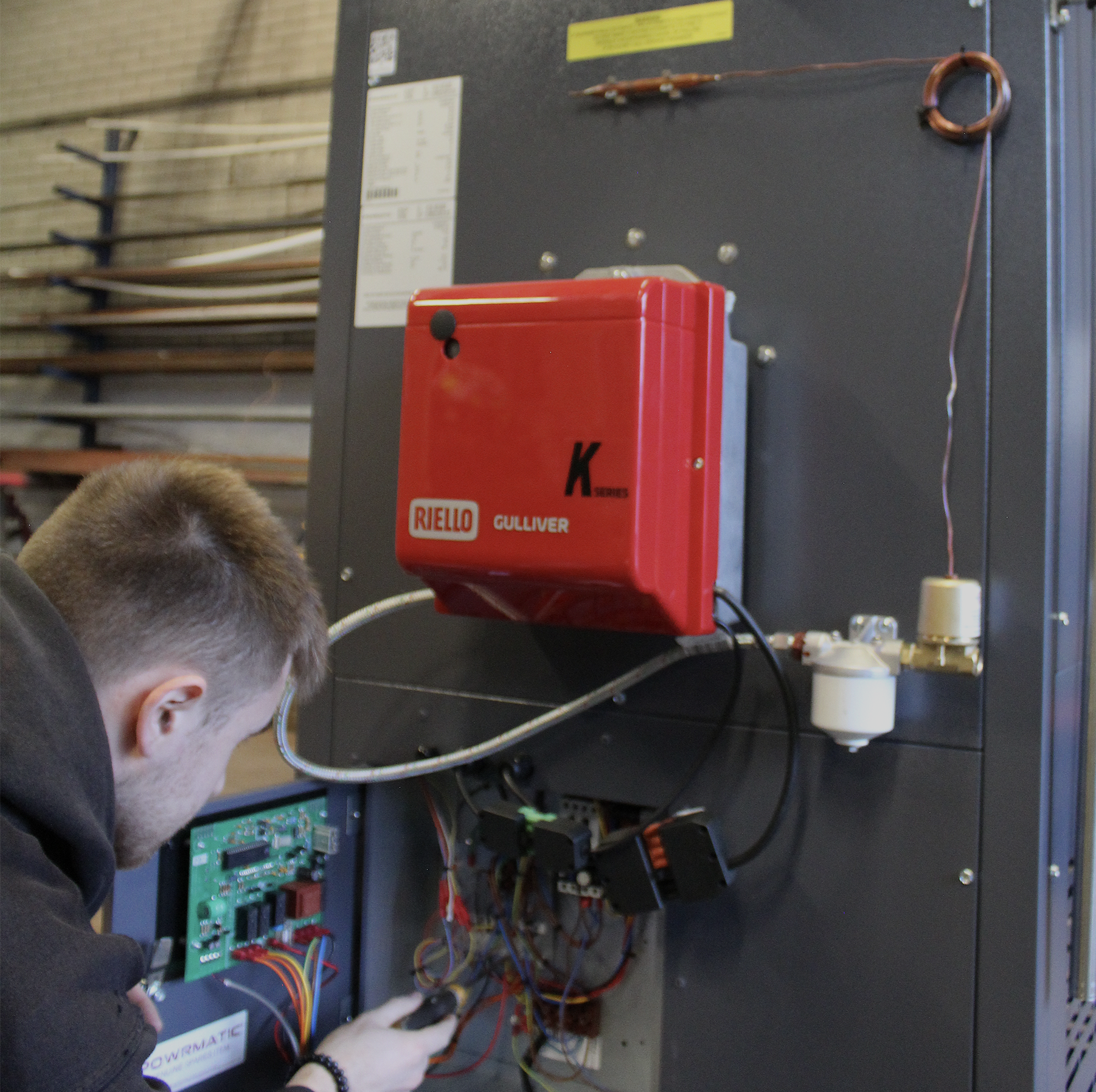 BSH engineer working on a boiler system
