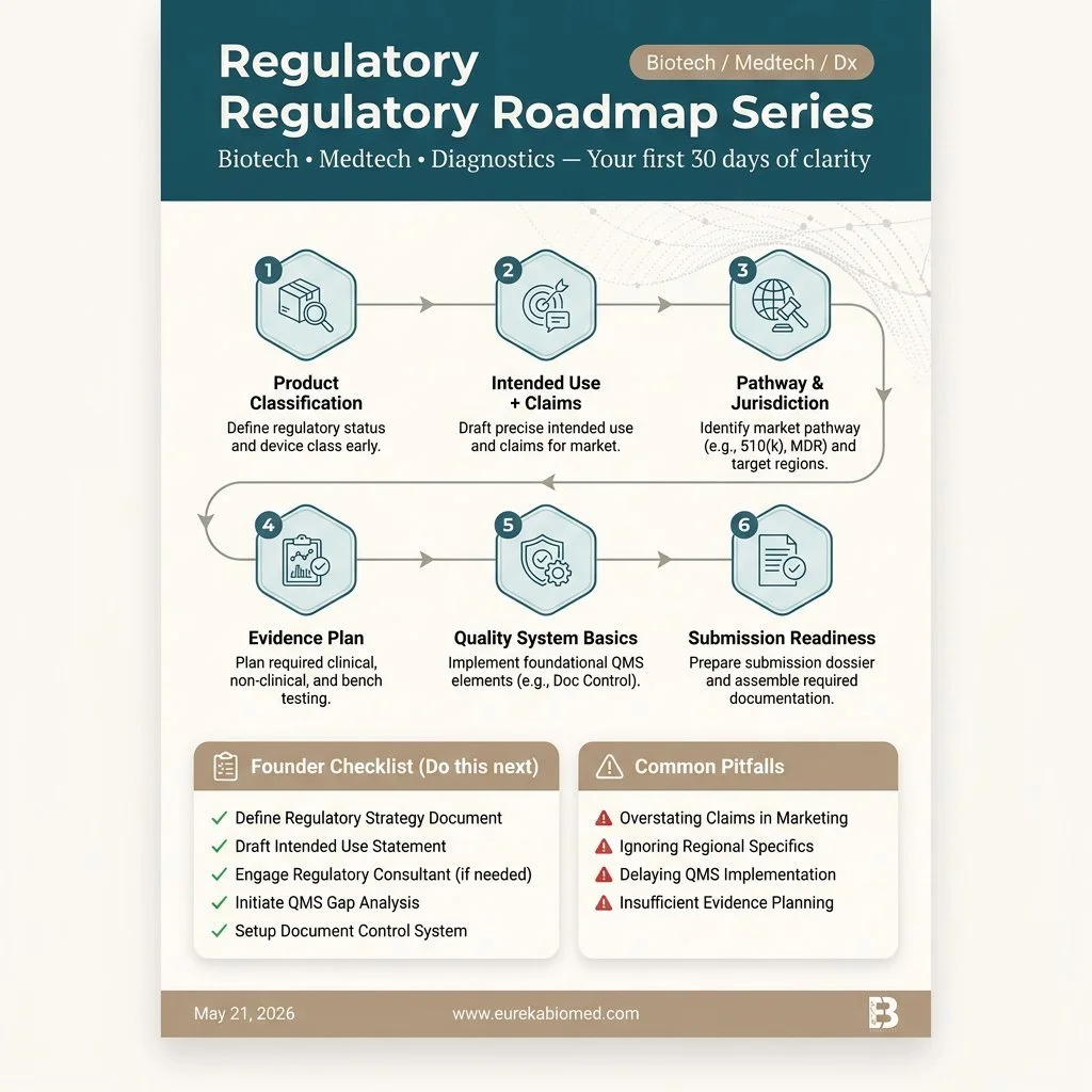 Most founders get regulatory wrong in week one.

Not because they're unprepared. Because no one handed them a clear starting point.

We built the Regulatory Roadmap Series for exactly that moment.

6 steps. Three product categories. Your first 30 day