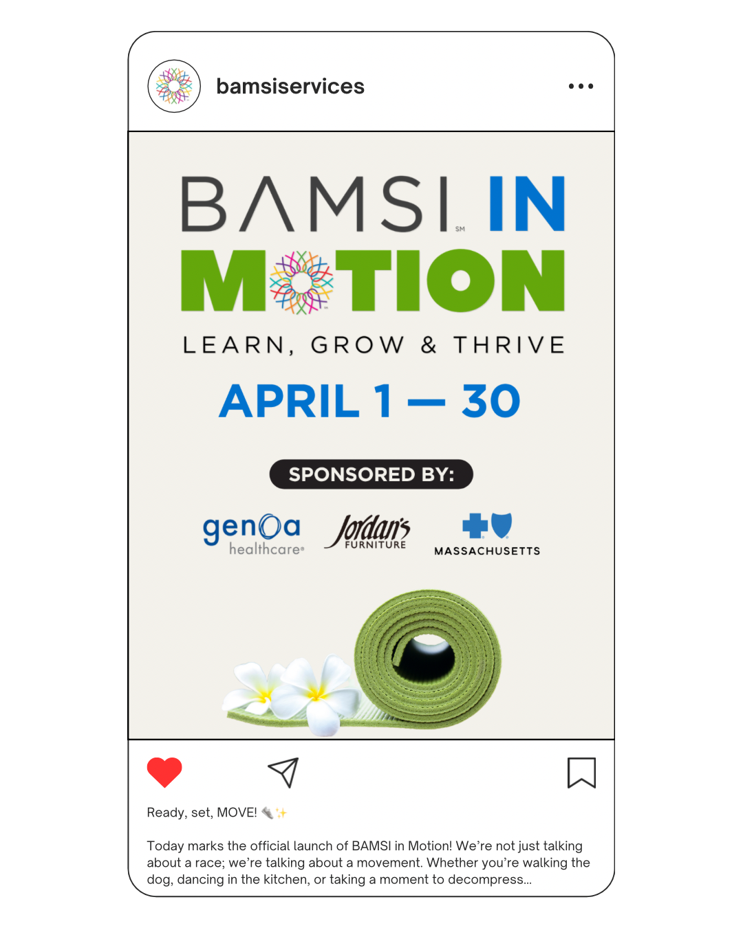 Social media campaign content created for BAMSI in Motion, a month-long wellness initiative focused on movement, community engagement, and healthy living.