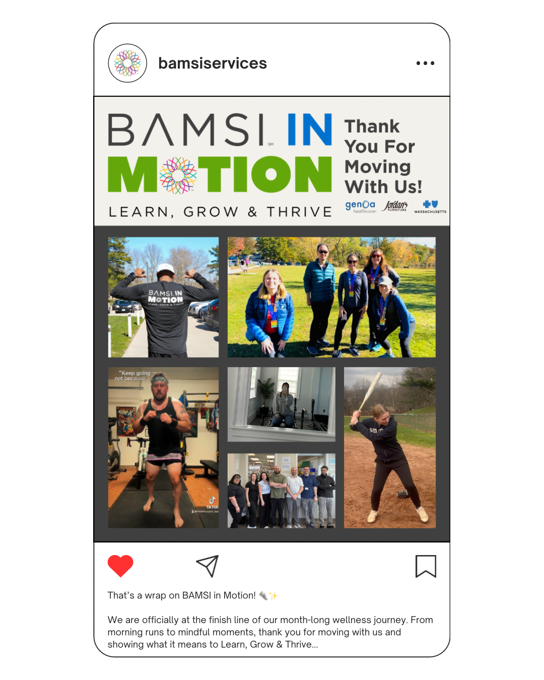 Social media campaign content created for BAMSI in Motion, a month-long wellness initiative focused on movement, community engagement, and healthy living.