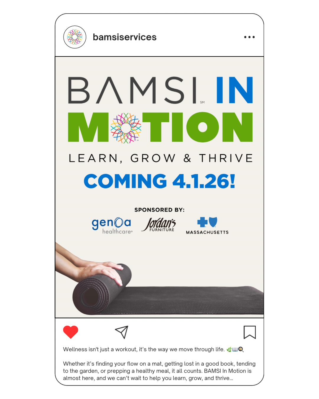 Social media campaign content created for BAMSI in Motion, a month-long wellness initiative focused on movement, community engagement, and healthy living.