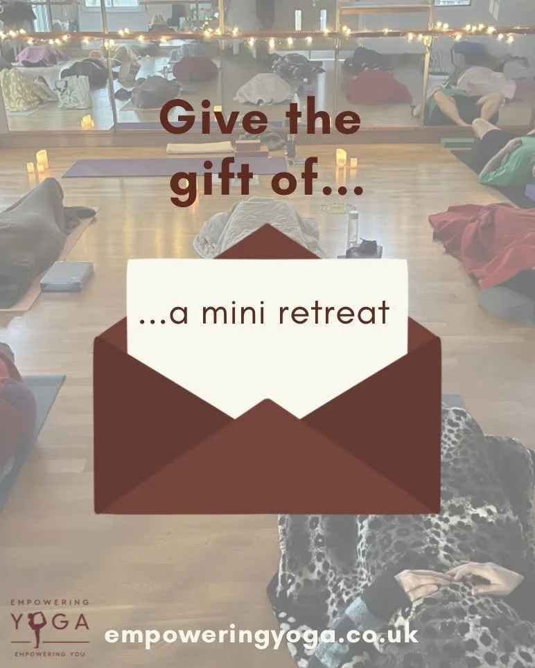 Last minute gift idea? Avoid the shopping centres this weekend and choose to give the gift of yoga instead!

My mini - retreats are super popular and often get booked up quickly. During the retreat you'll experience an afternoon of deep yin stretch, 