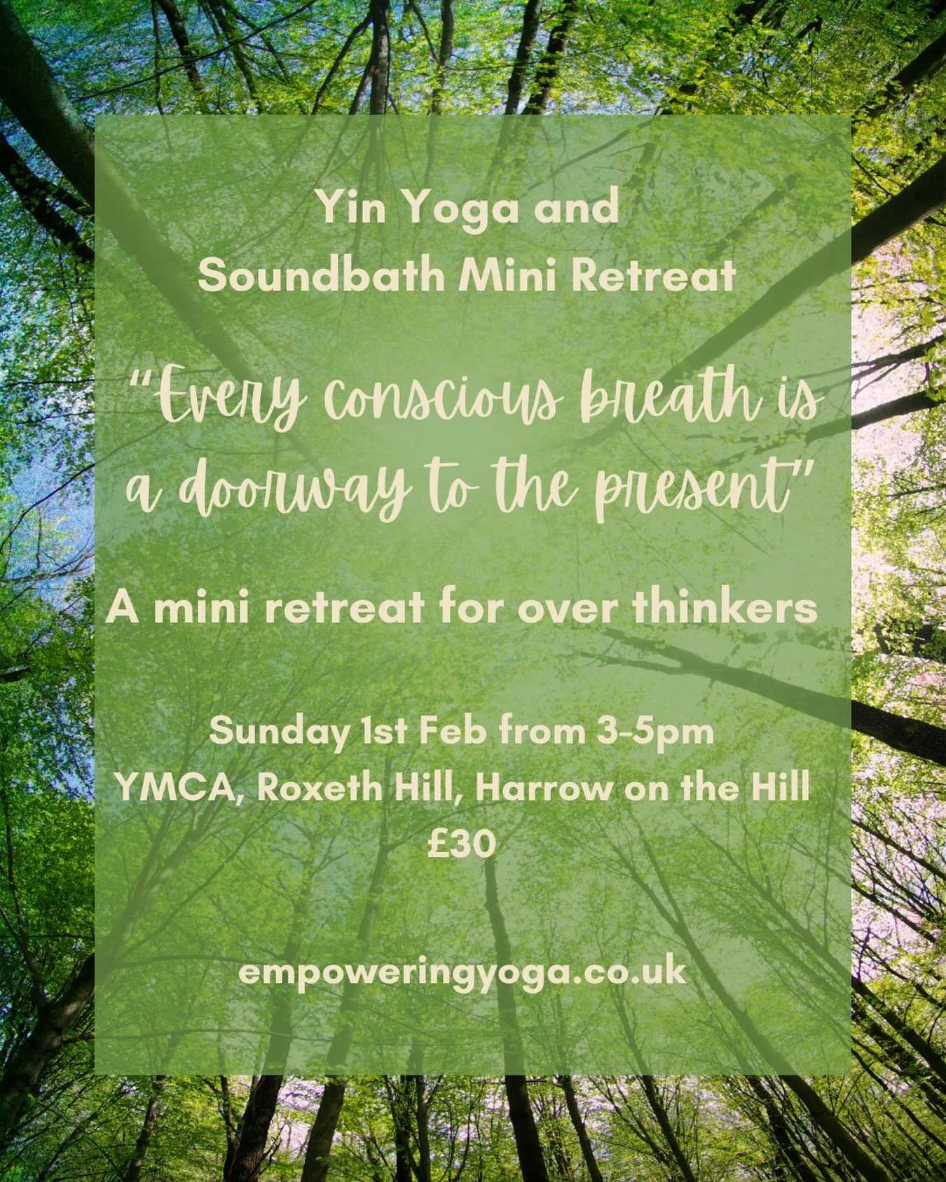 Every conscious breath is a doorway to the present. 

As we propel ourselves into 2026, it&rsquo;s easy to experience overwhelm and get caught up in a cycle of overthinking which never feels productive.

Our retreat offers you space to quieten the mi