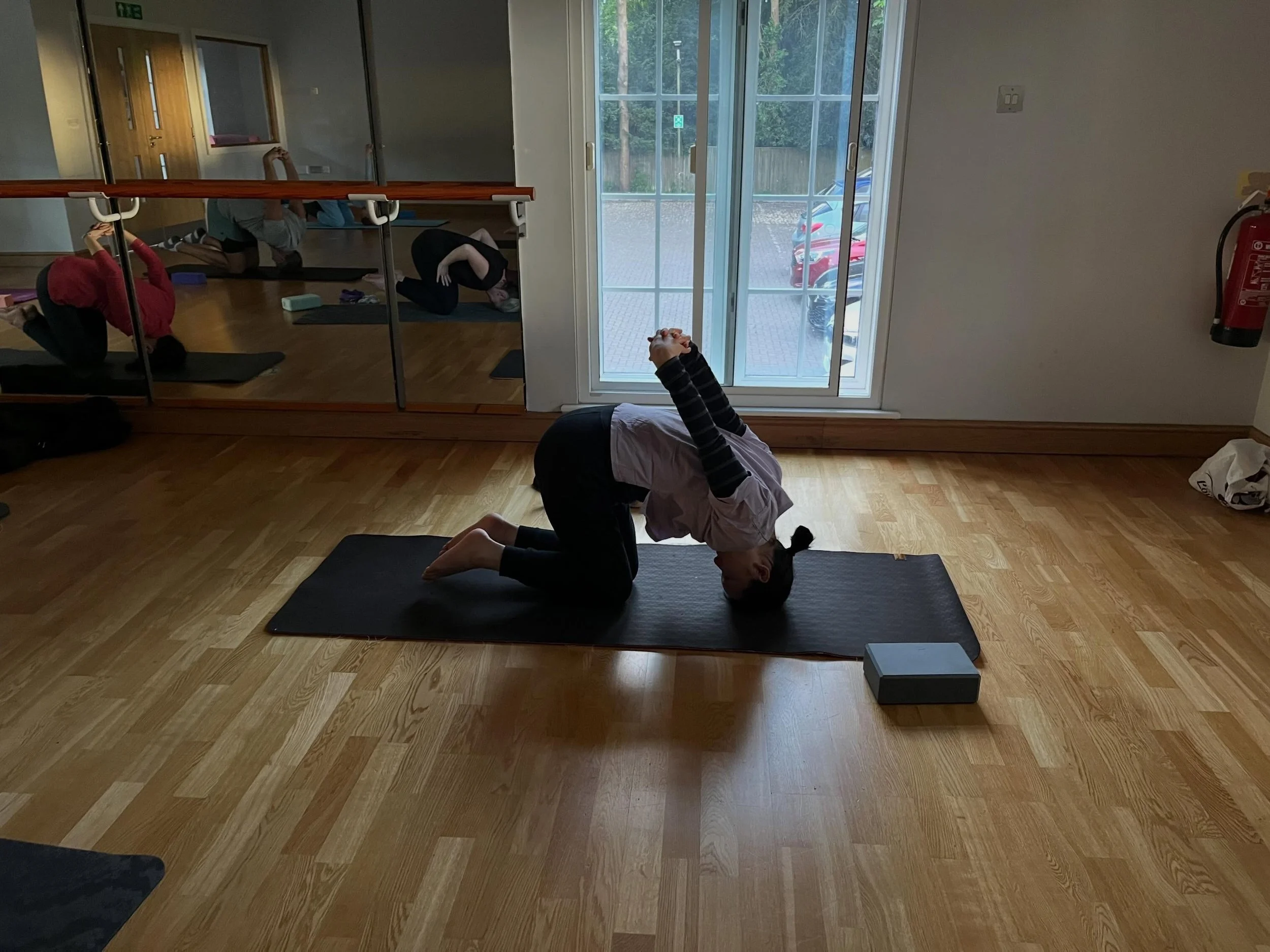Can you sense the calm here in this pose? This is Rabbit Pose (shashankasana), a shape we moved into towards the end of our sunset Flow to Yin class last night. We were slowing the practice down at this point, becoming quieter in the body, our mind a