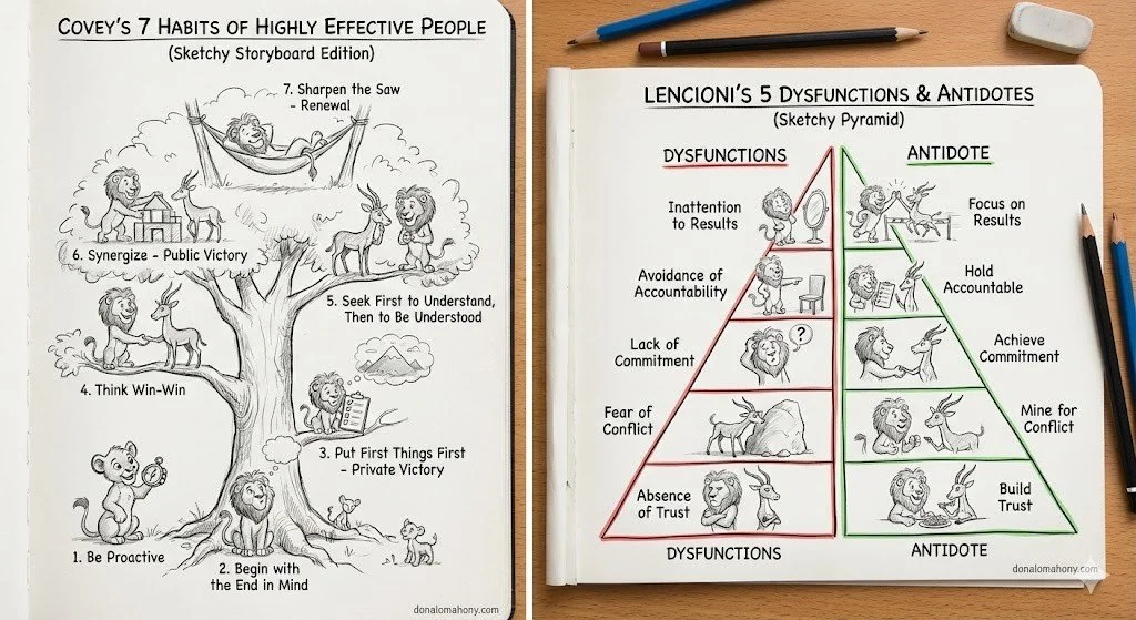 Covet's 7 Habits of Highly effective people and Lencioni's 5 dysfunctions of a team (donalomahony.com)