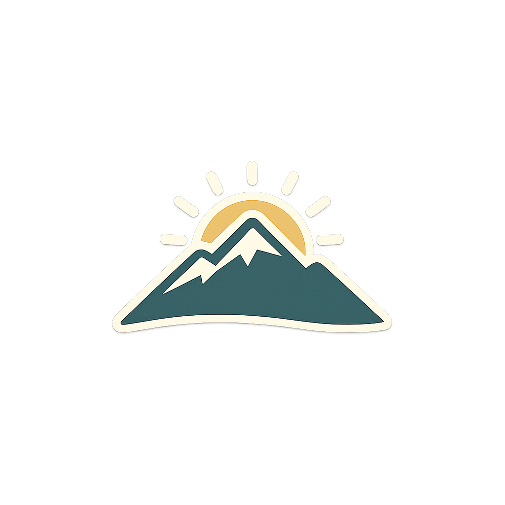 Mountain and sunrise symbol representing religious trauma therapy, healing, and personal growth