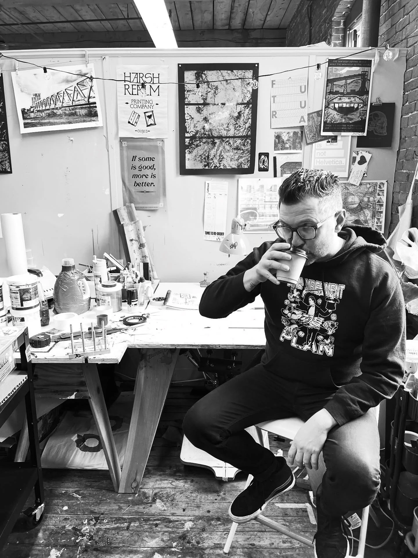 @feeddogproductions had to take my photo for something today. The only way I could stop being awkward was to distract myself with coffee. Thank you ML for your patience 🩵 I&rsquo;ll never ask this of you again.