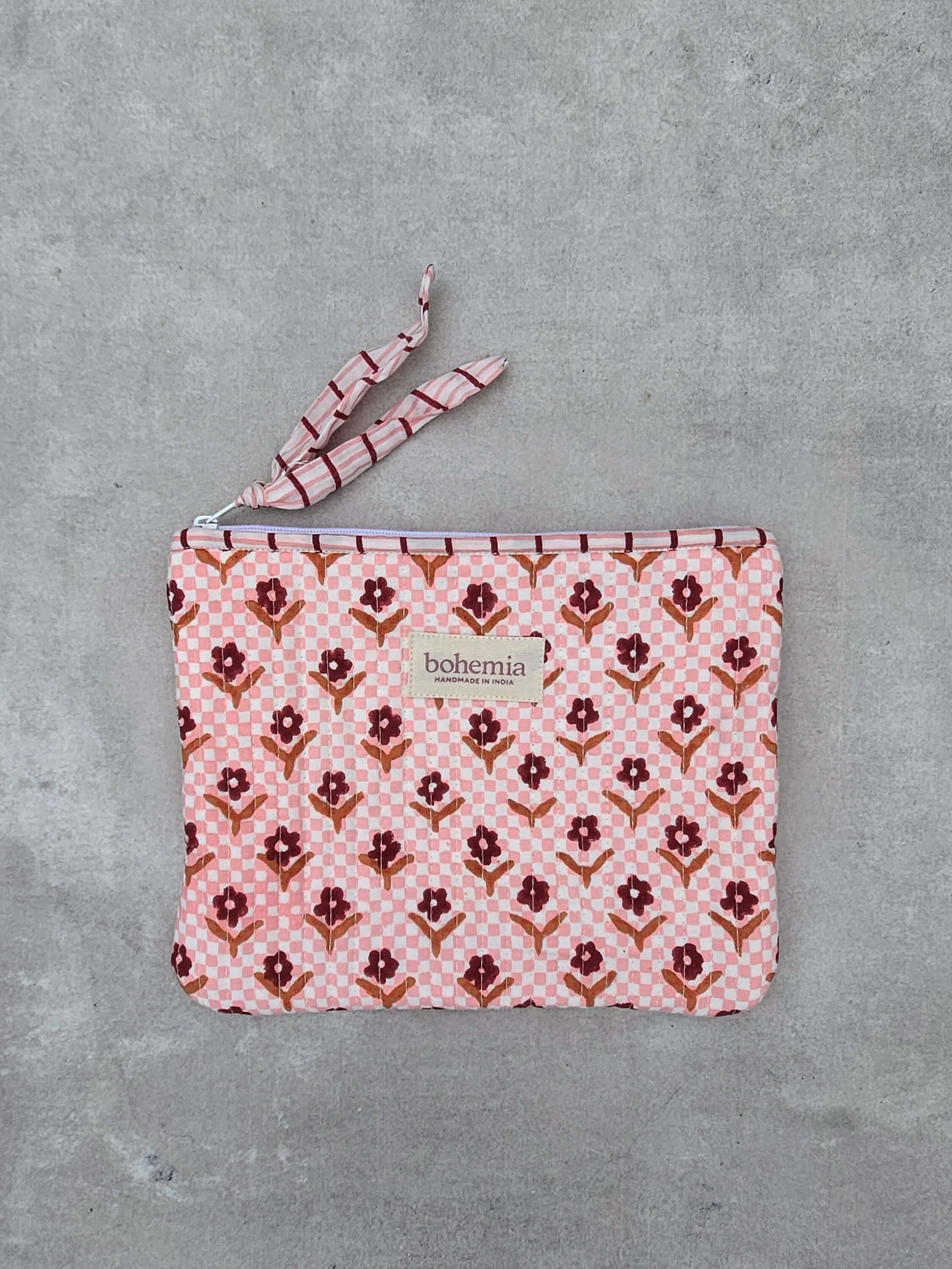 Floribunda Zip Pouch | Vintage Daisy Check