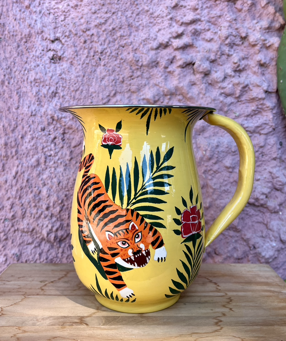 Indian Hand Painted Jug | Yellow Tiger