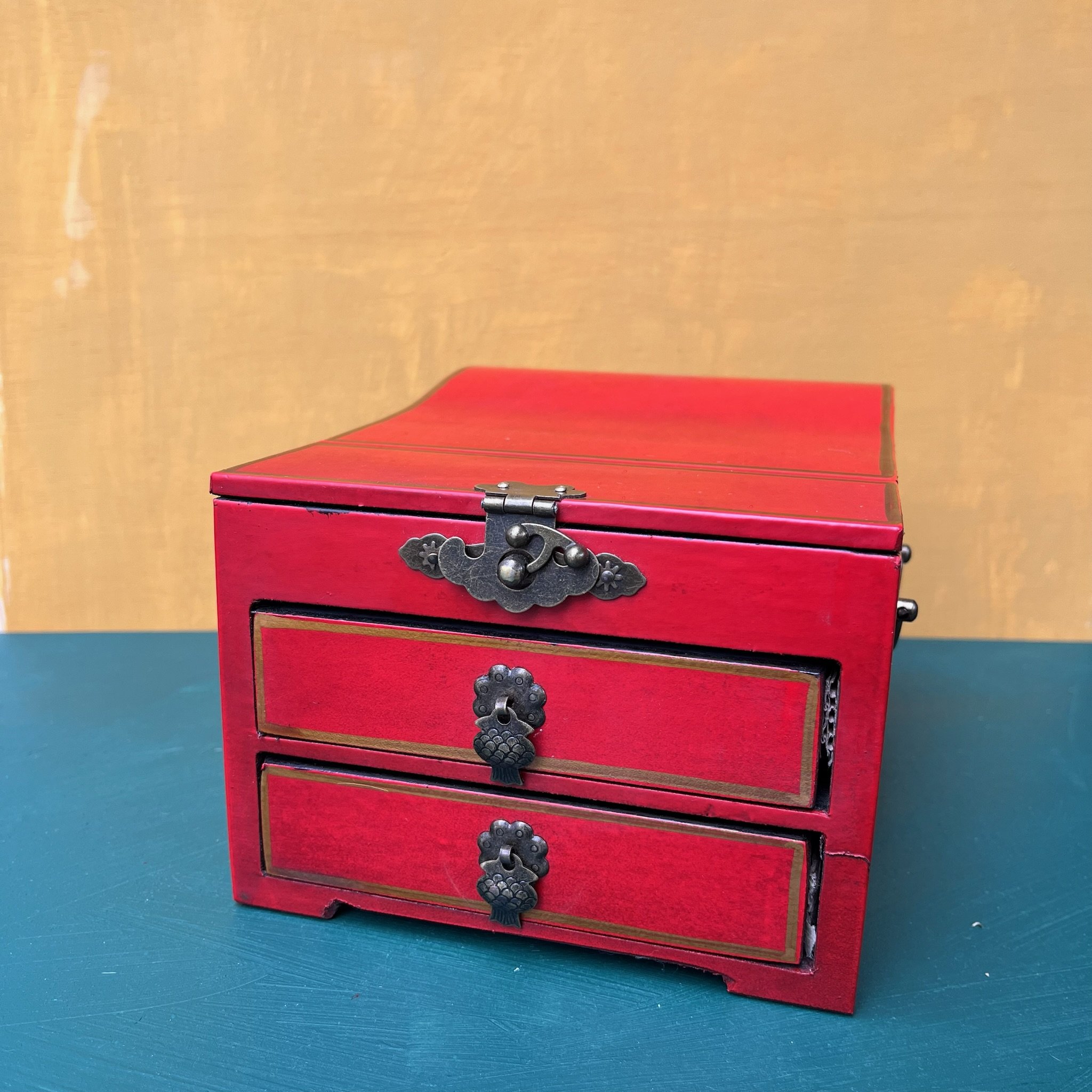 Red Lacquered Jewelry Box