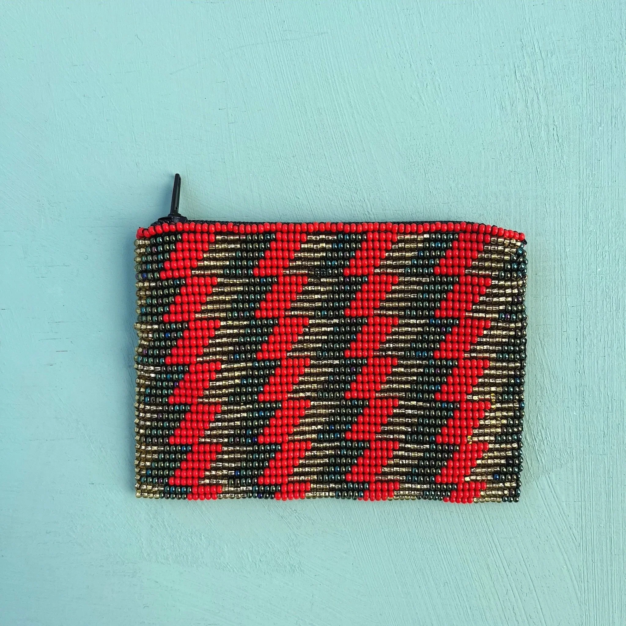 Handmade seed bead coin purse