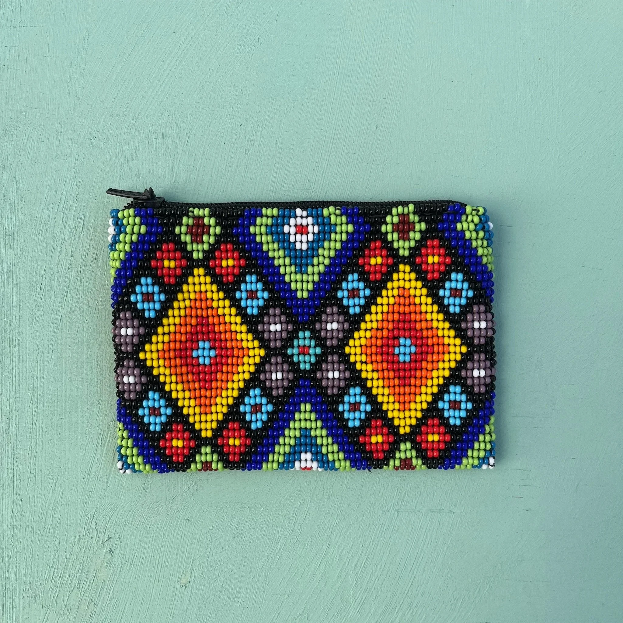 Handmade seed bead coin purse