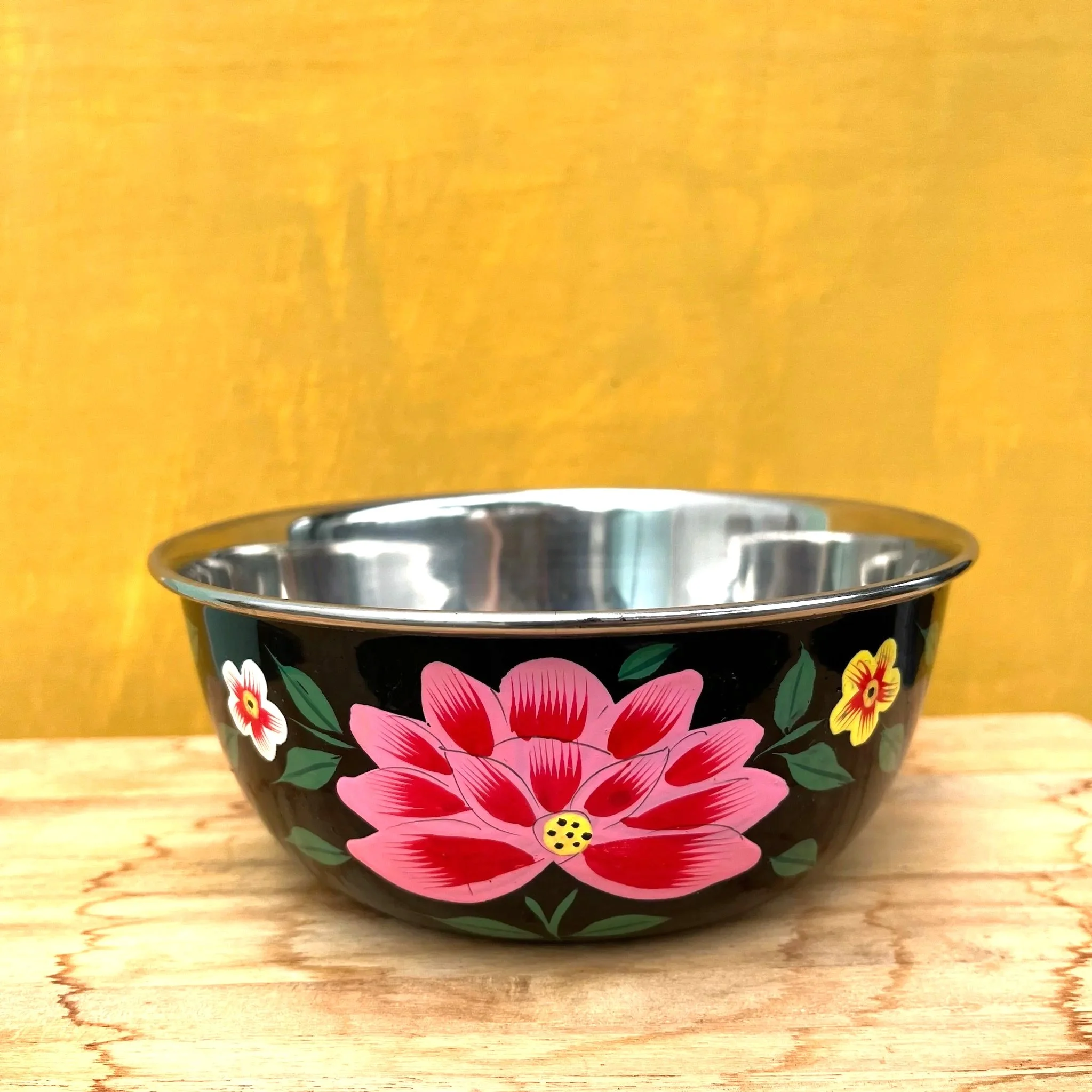 Hand Painted Bowl | Black Flower