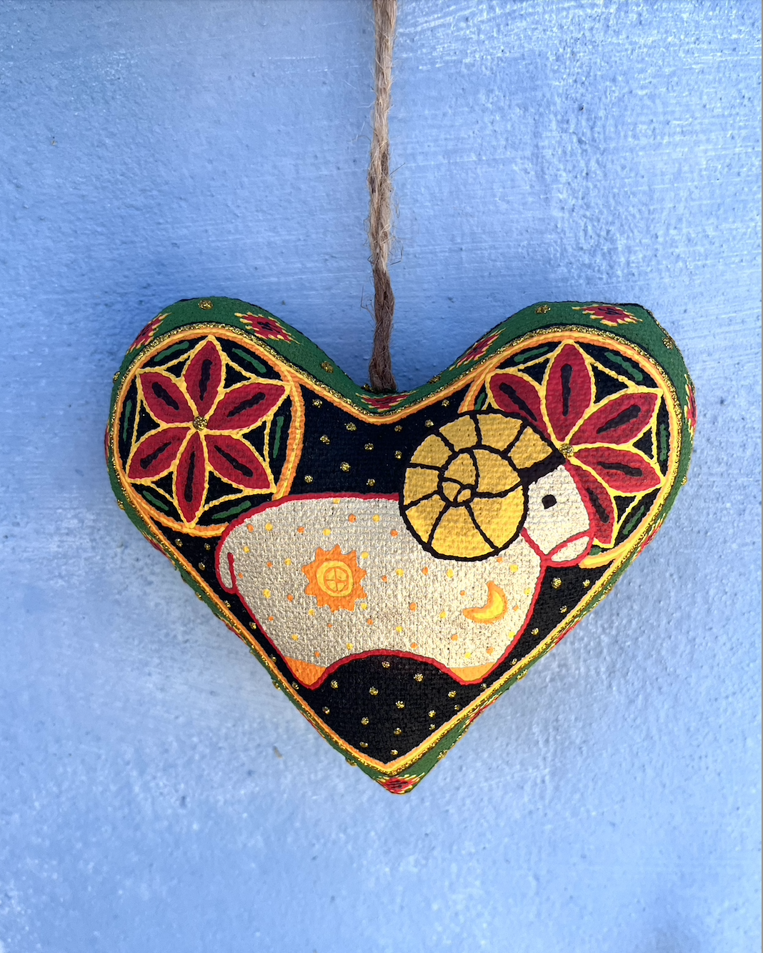 Textile ornament hand painted