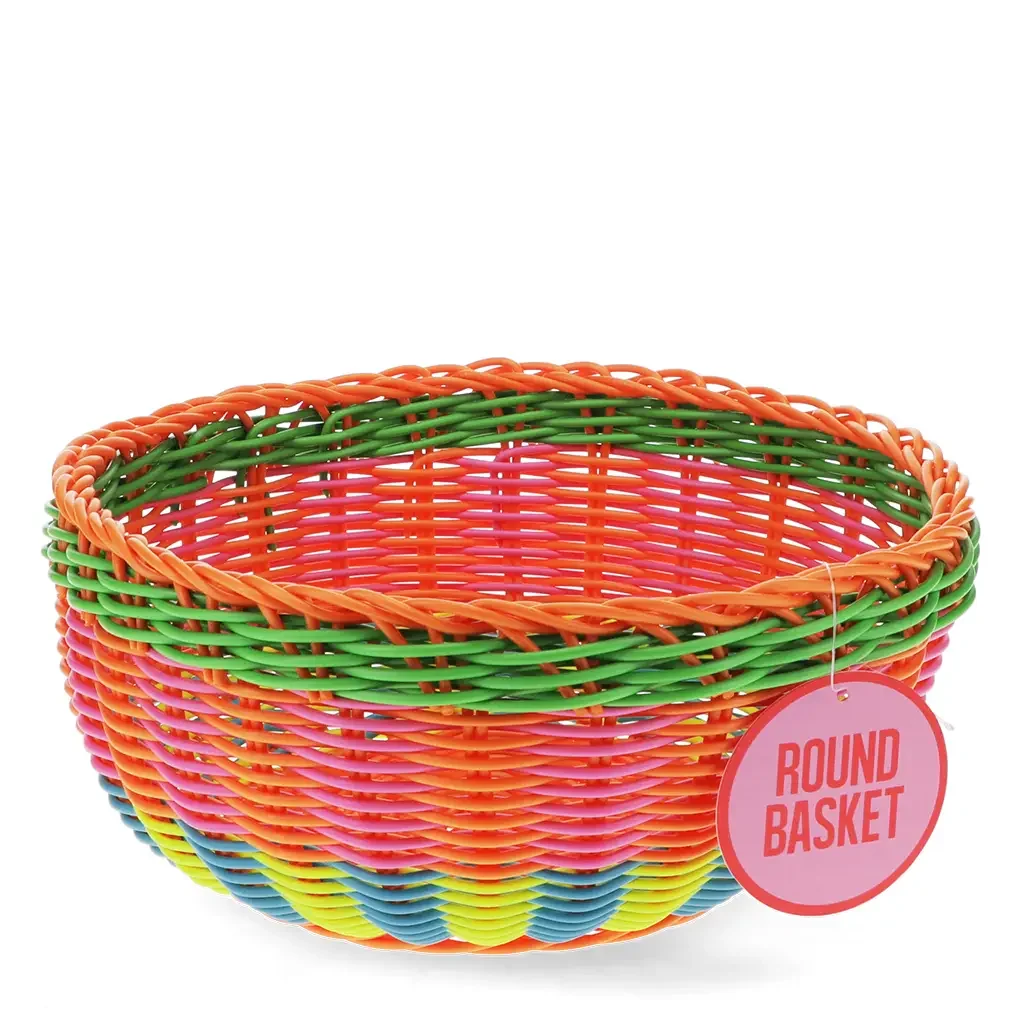 Woven Plastic Basket - Round