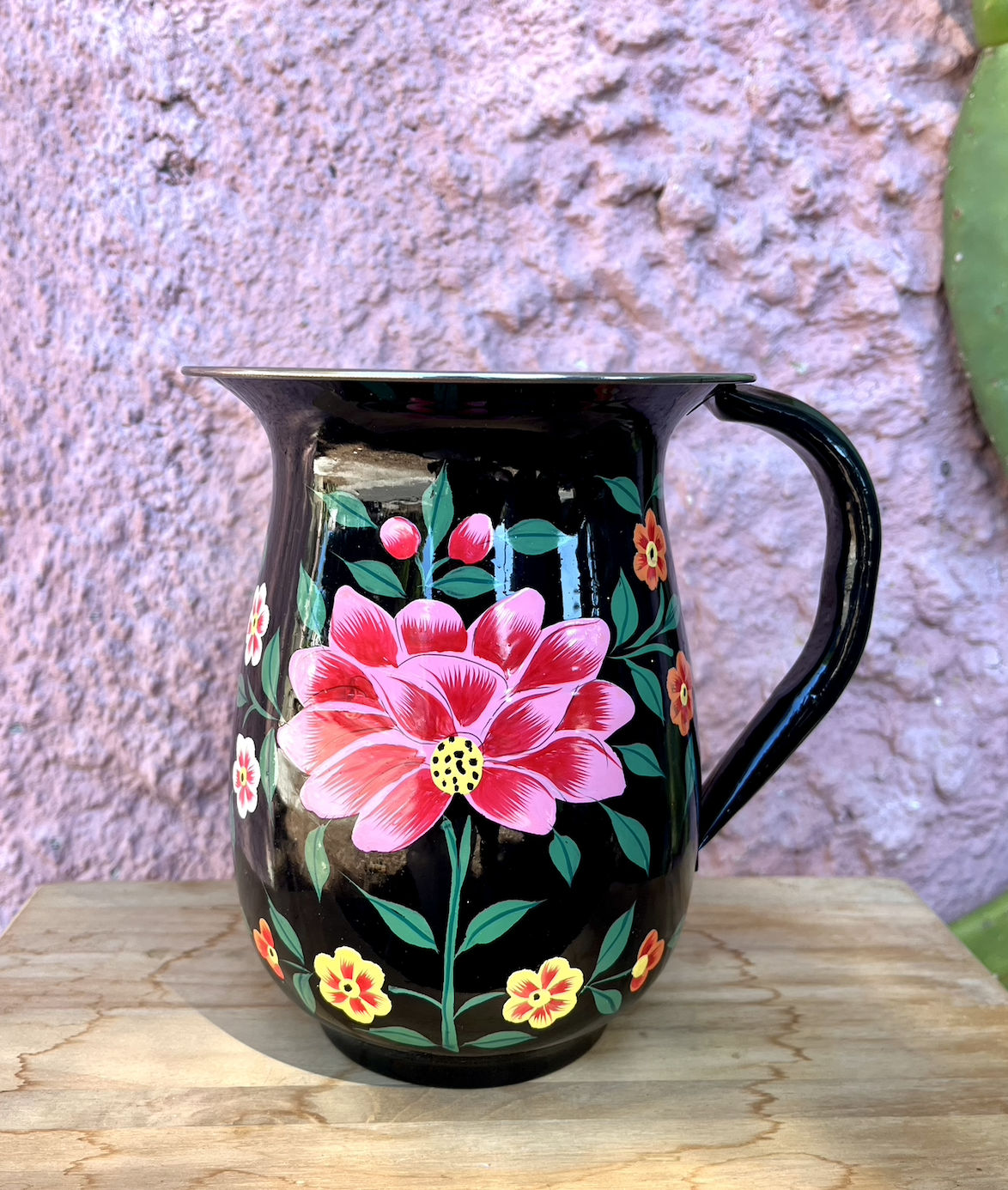 Indian Hand Painted Jug | Black Flower