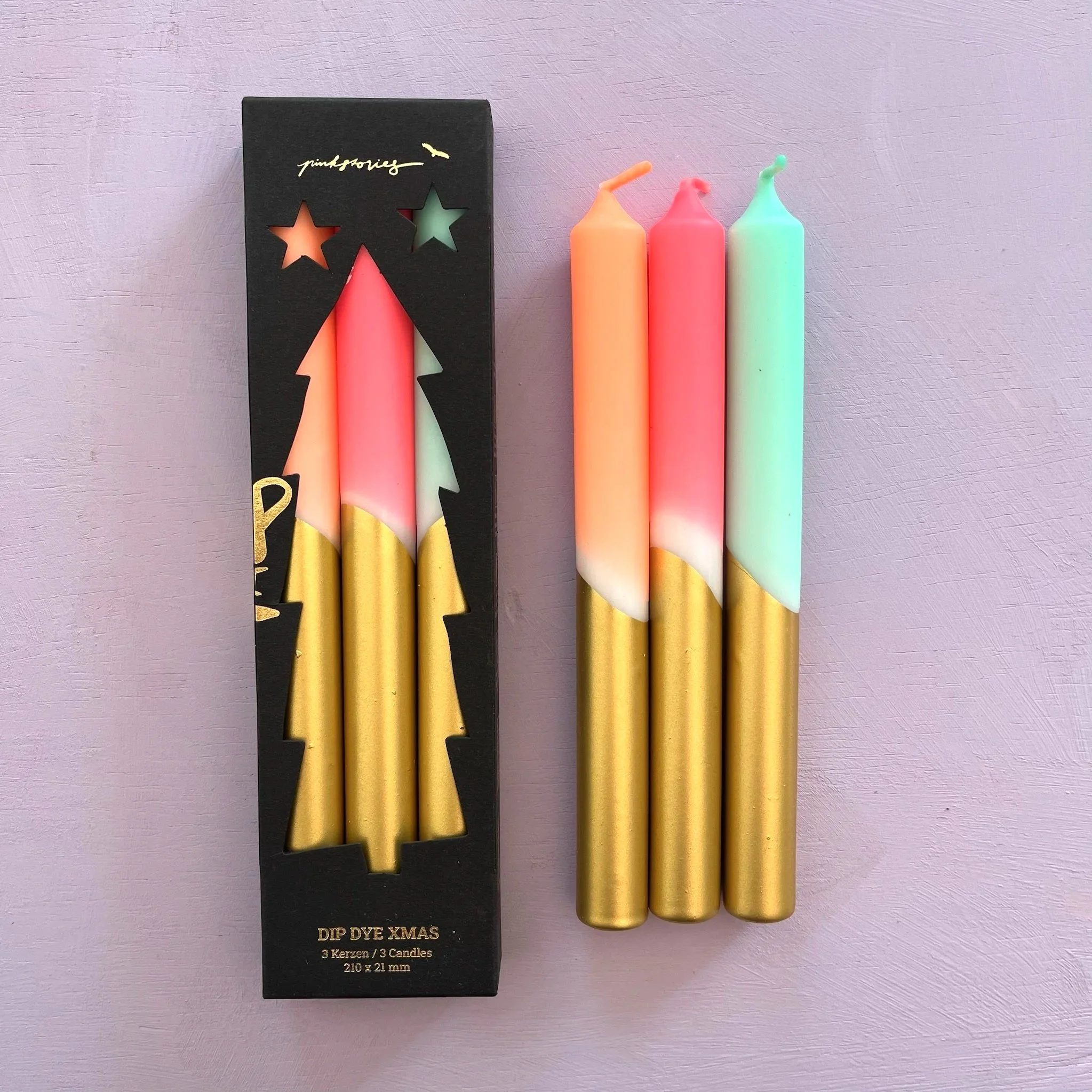 Festive Dip Dye Christmas Candle Set