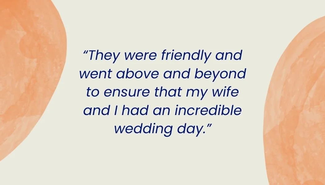 Quote about wedding day with abstract peach-colored circle designs on a light background.