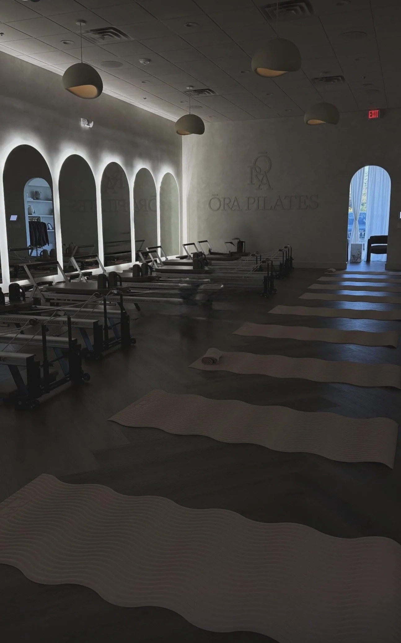Studio at night after our evening classes at Ora Pilates, Spring, TX