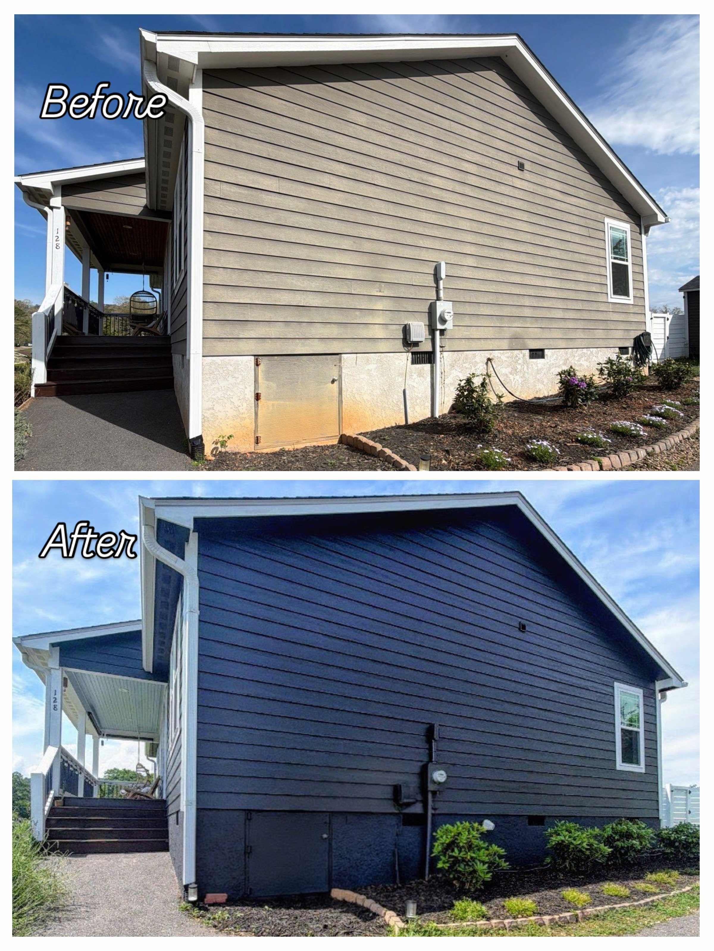 We have the best clients. Thank you for not only trusting us with your beautiful color transformation, but also for being so incredibly kind to our team. 💚
 Painted with Sherwin William&rsquo;s Duration Exterior Acrylic, in &ldquo;Iron Ore&rdquo;
 
