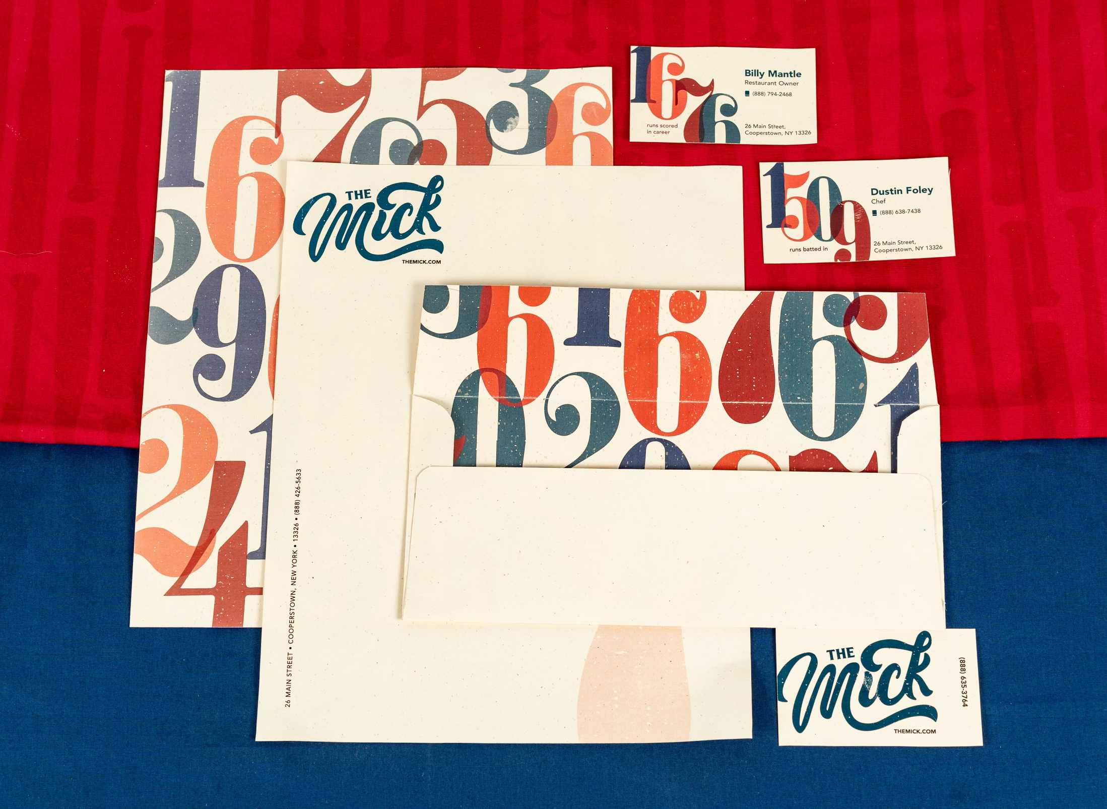 The Mick stationery featuring number pattern made up of Mickey Mantle's baseball stats