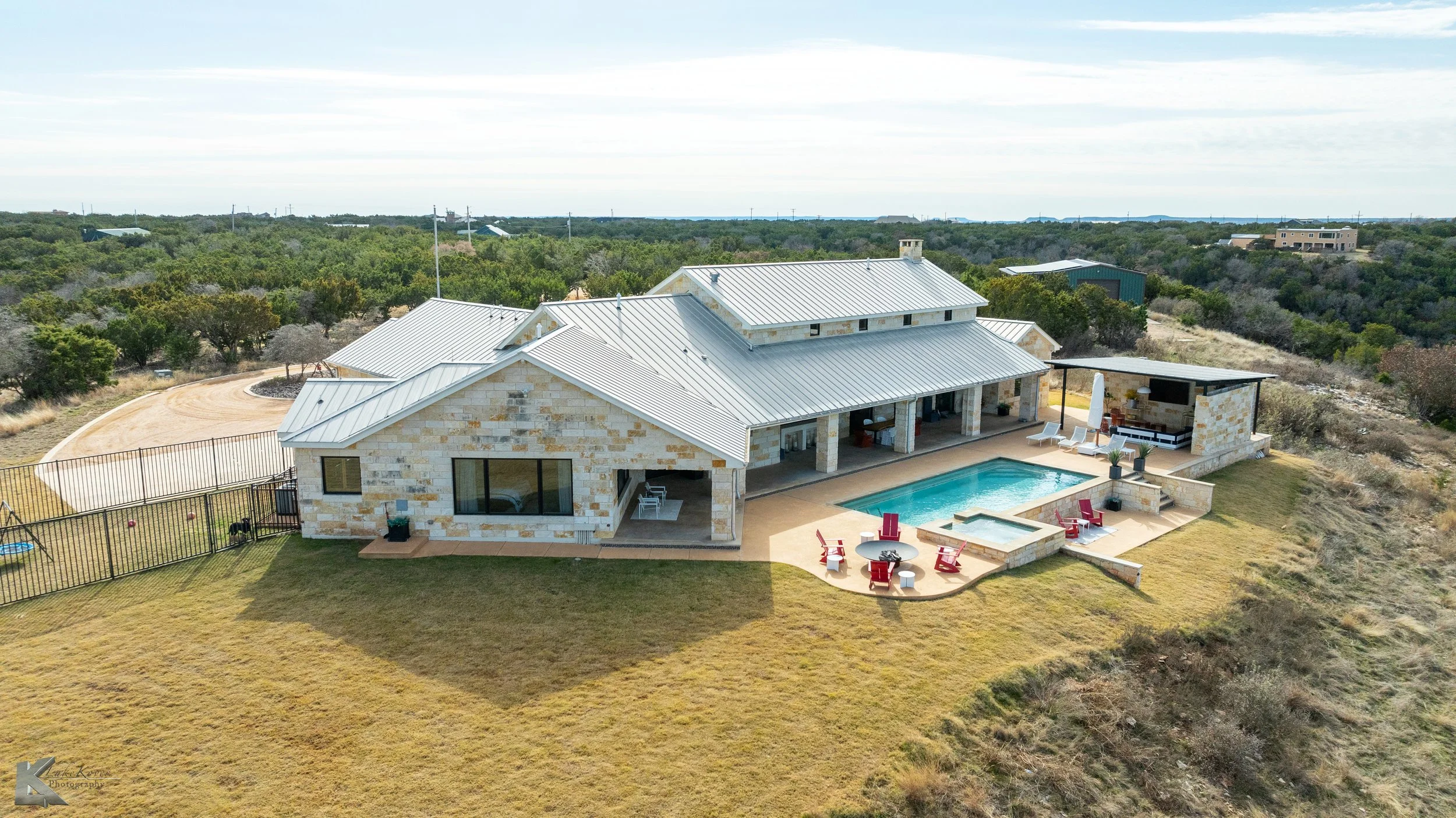The pool & patio is oriented west, allowing one to enjoy the views to the valley and soak in the sun.