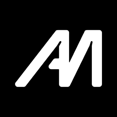 Logotipo en blanco sobre fondo negro.