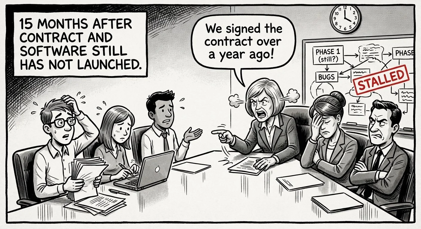 Executives frustrated with predecessors, an inexperienced project team.