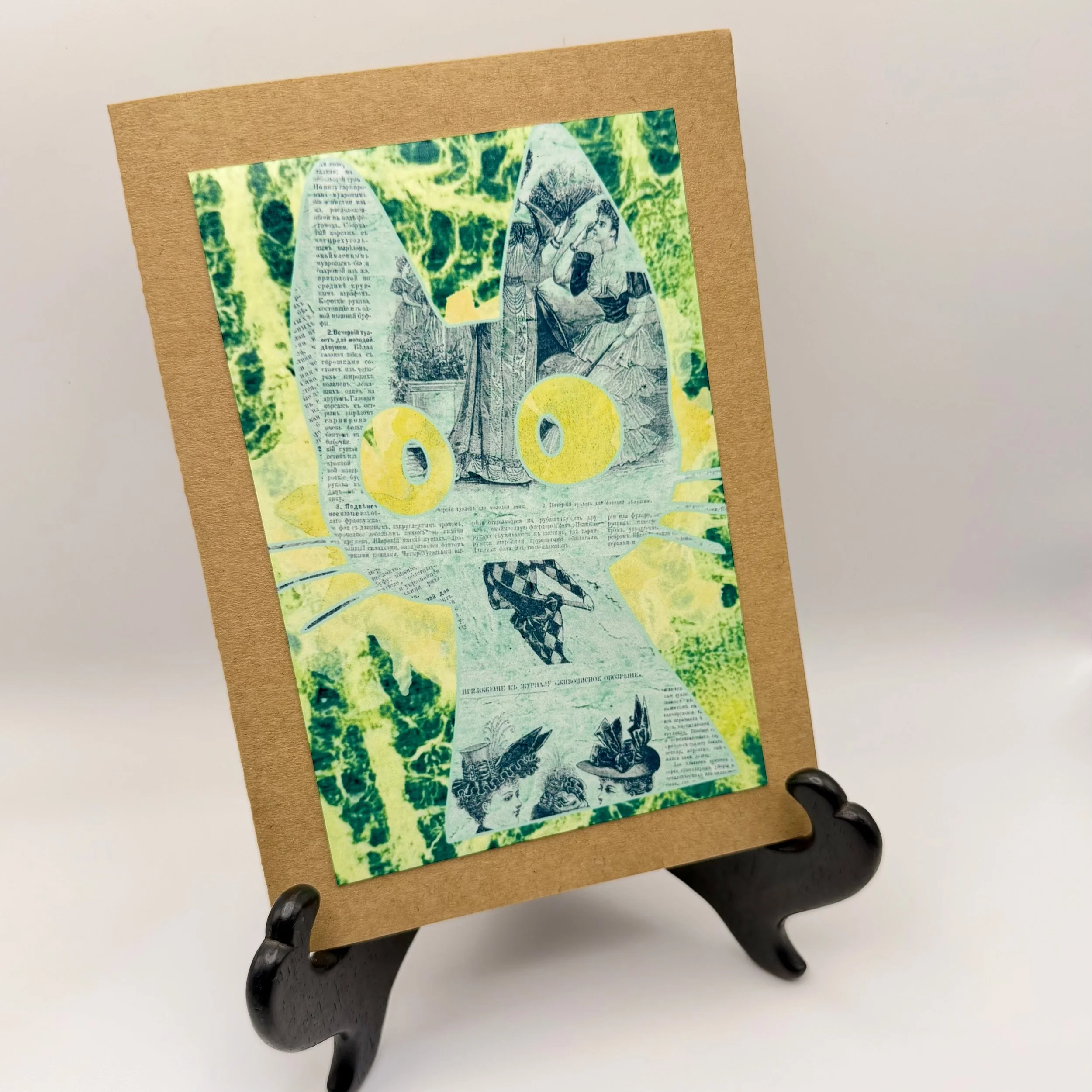 Green Kitty 5"x7" Greeting Card