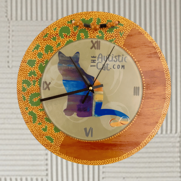 12"x12" Mixed Media Cat Clock