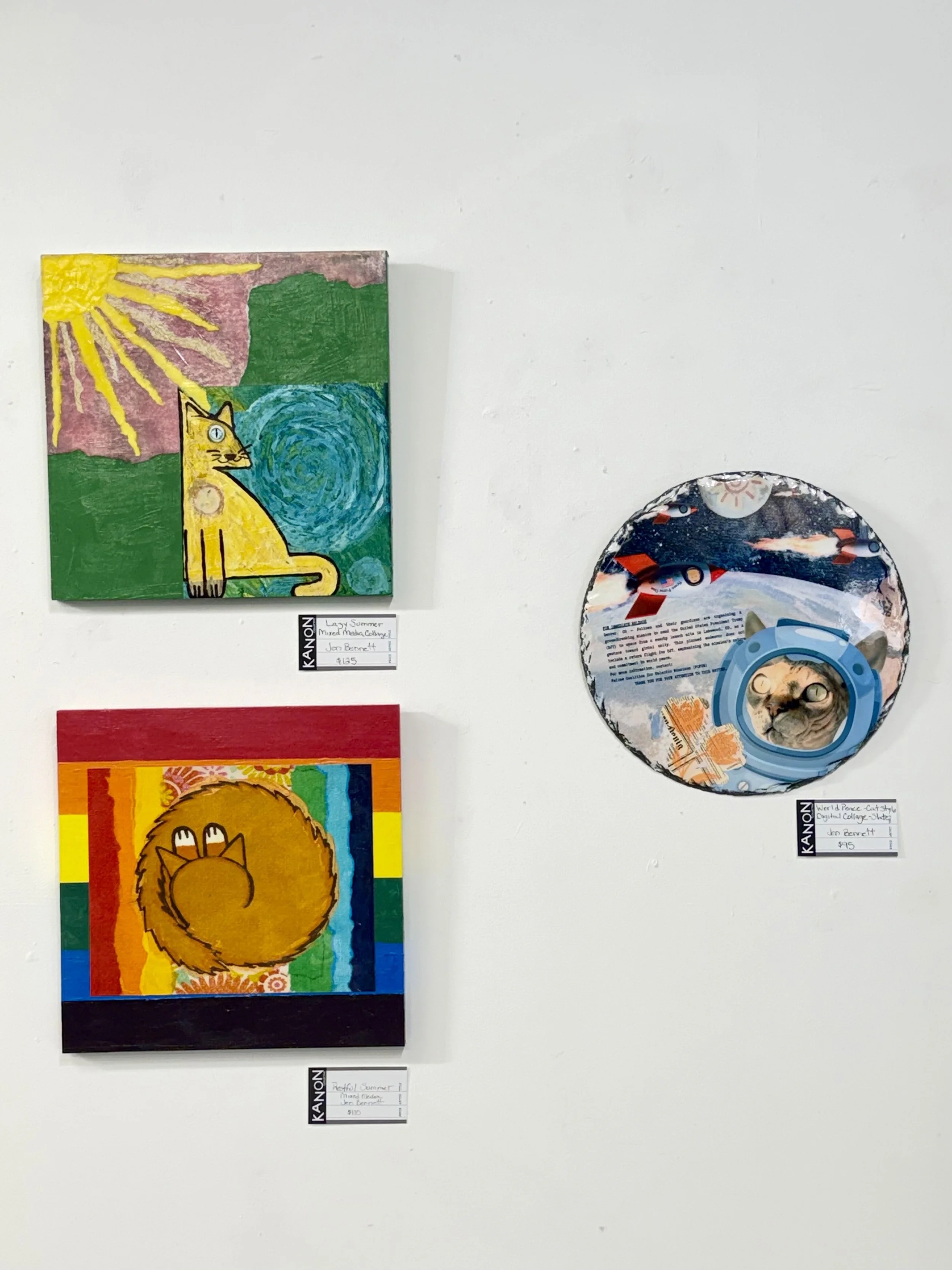 Three original cat pieces