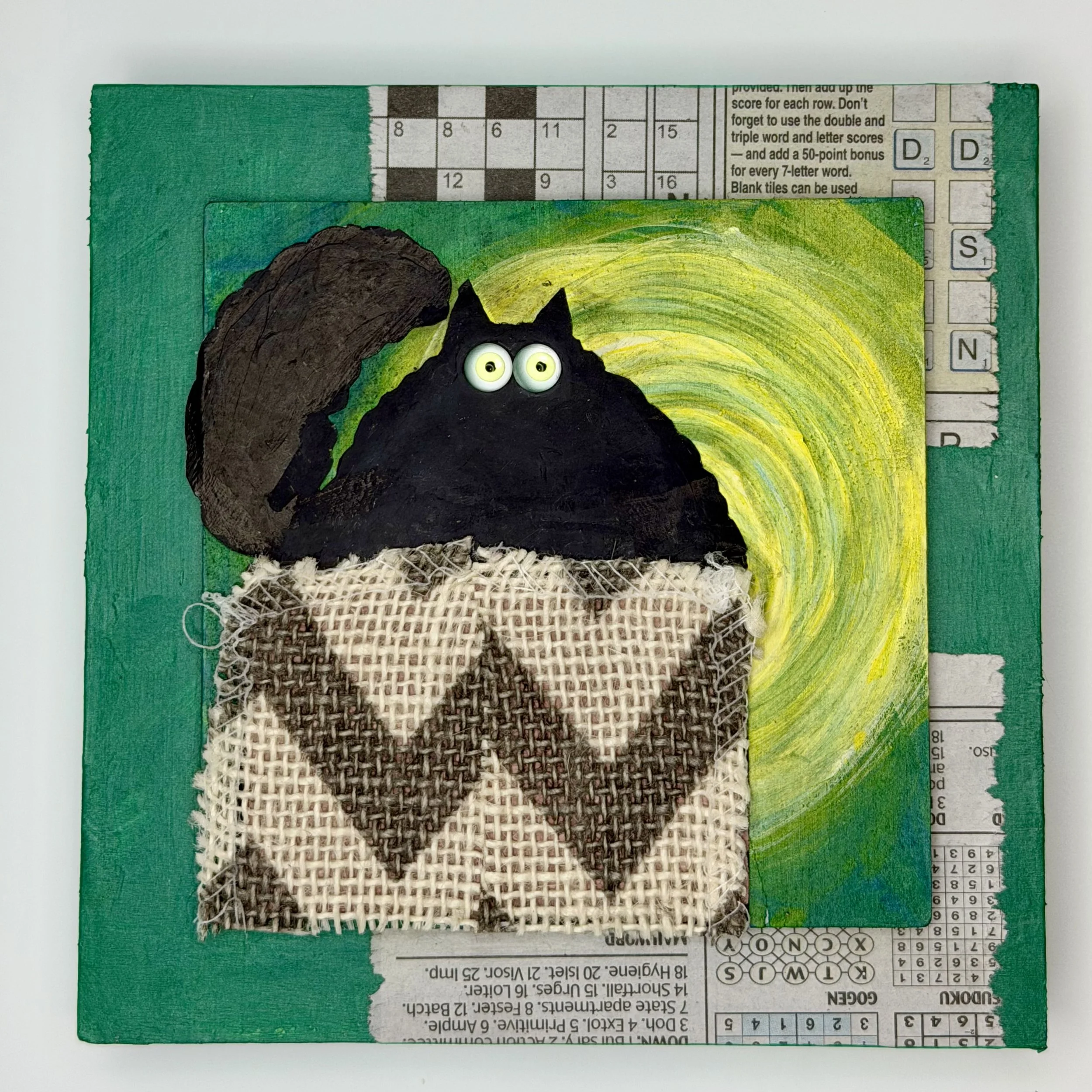 Black Cat Mixed Media Collage