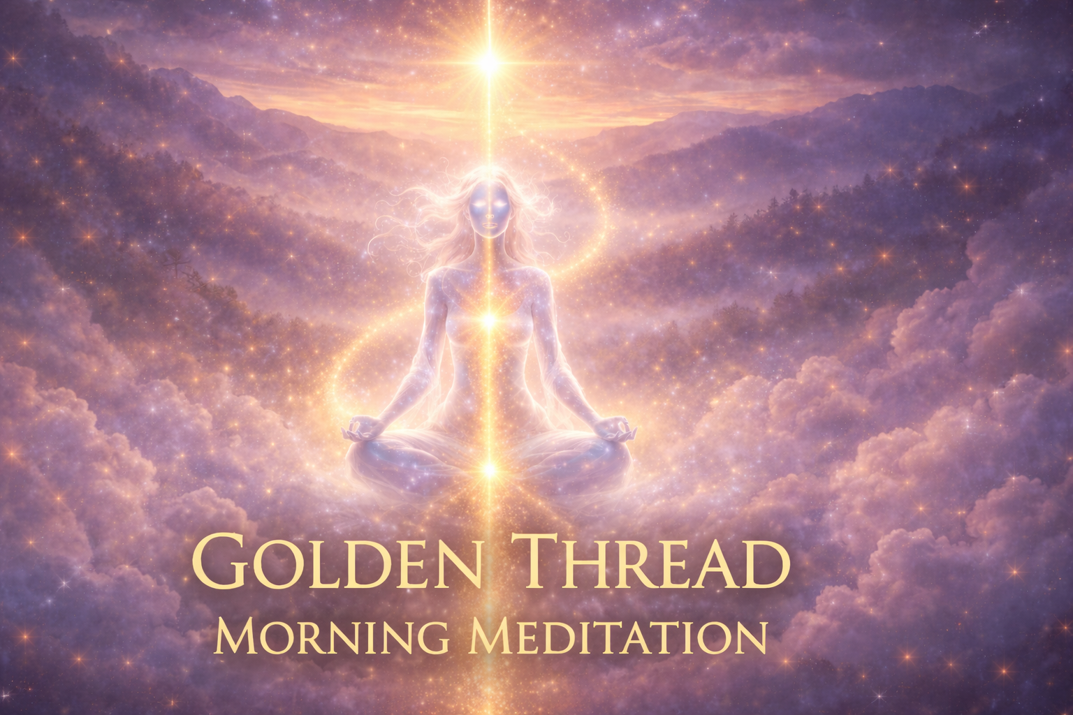 Golden Thread Morning Meditation featuring a meditating figure connected by golden light.