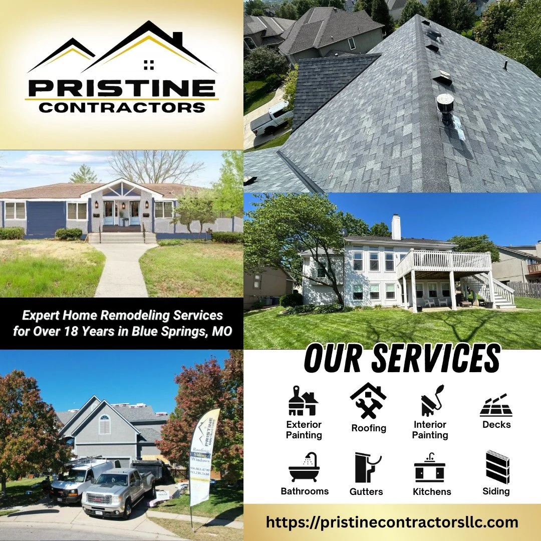 From remodeling kitchens and bathrooms to roofing, painting, decks, and more &mdash; Pristine Contractors is your trusted partner for home transformations in Blue Springs and the Kansas City area. With over 17 years of experience, we deliver quality 