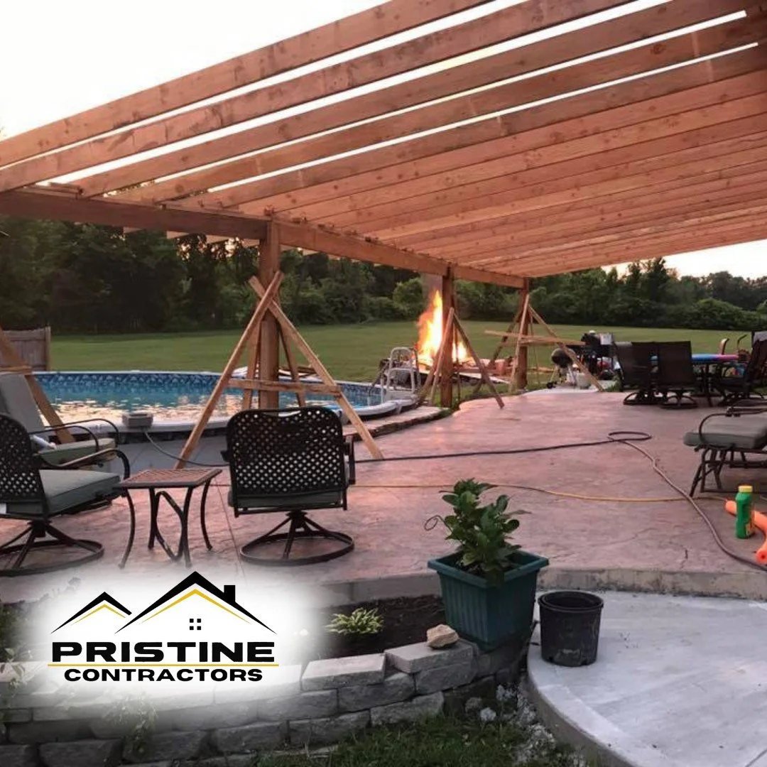 The ultimate backyard retreat. This custom outdoor space features a pool and expansive patio, perfect for hosting parties, relaxing with family, or enjoying summer days. Built for style, durability, and unforgettable memories by Pristine Contractors.