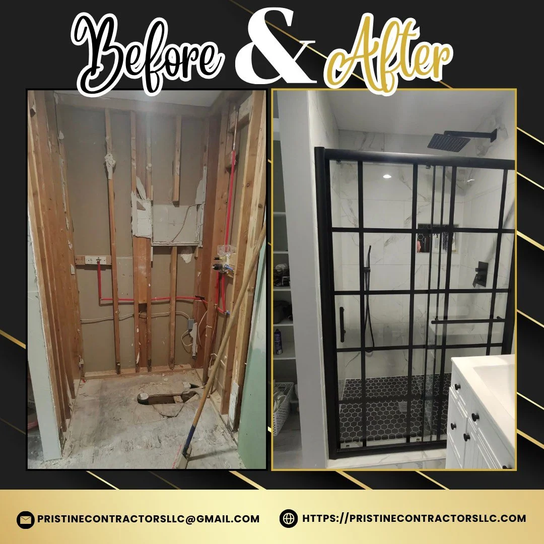 From outdated to outstanding. This shower transformation shows the attention to detail and quality craftsmanship Pristine Contractors brings to every bathroom remodel.

#BeforeAndAfter #ShowerRemodel #BathroomRemodel #LuxuryBathroom #PristineContract