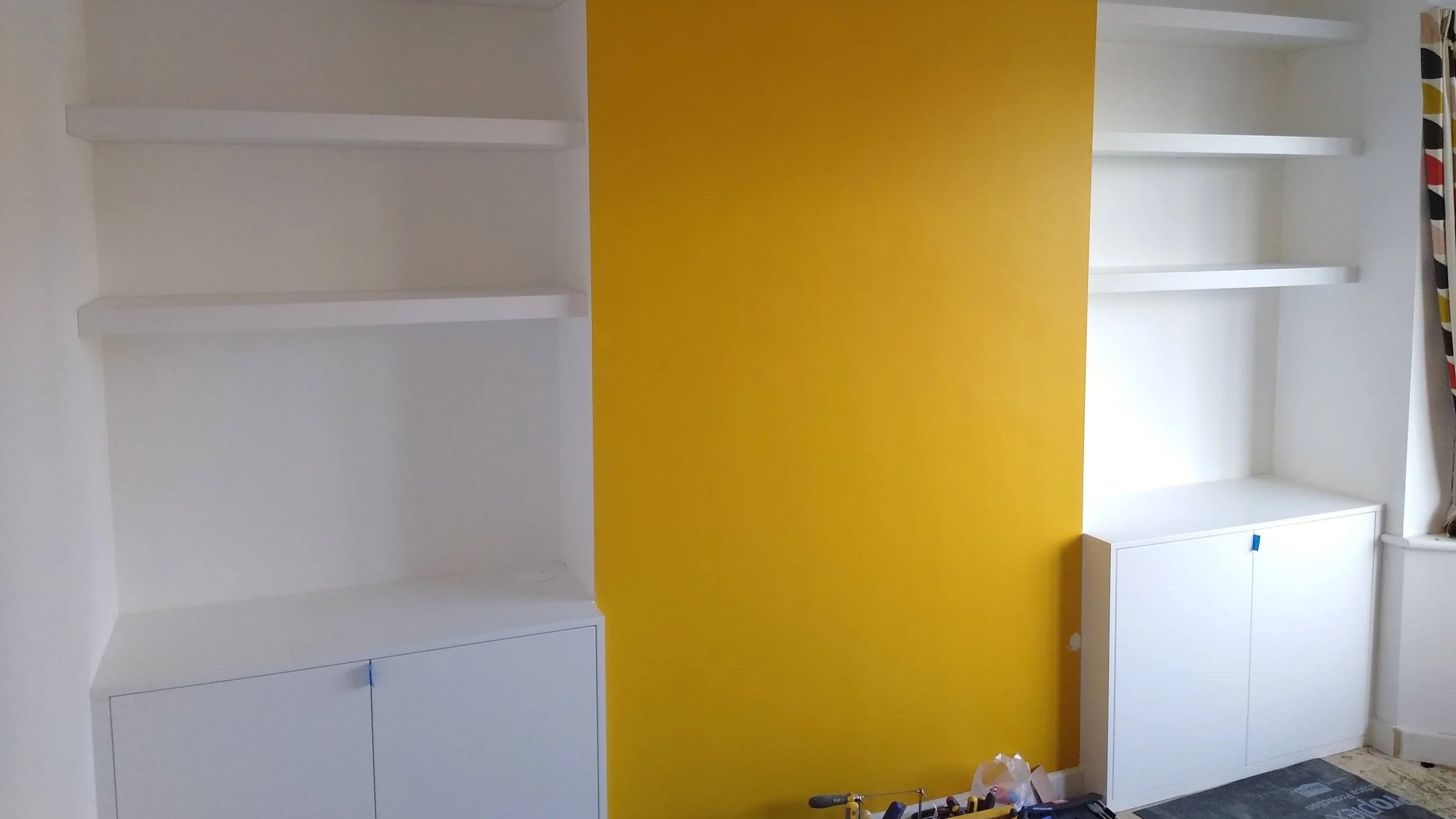 Modern Alcove Cabinets and Floating Shelves