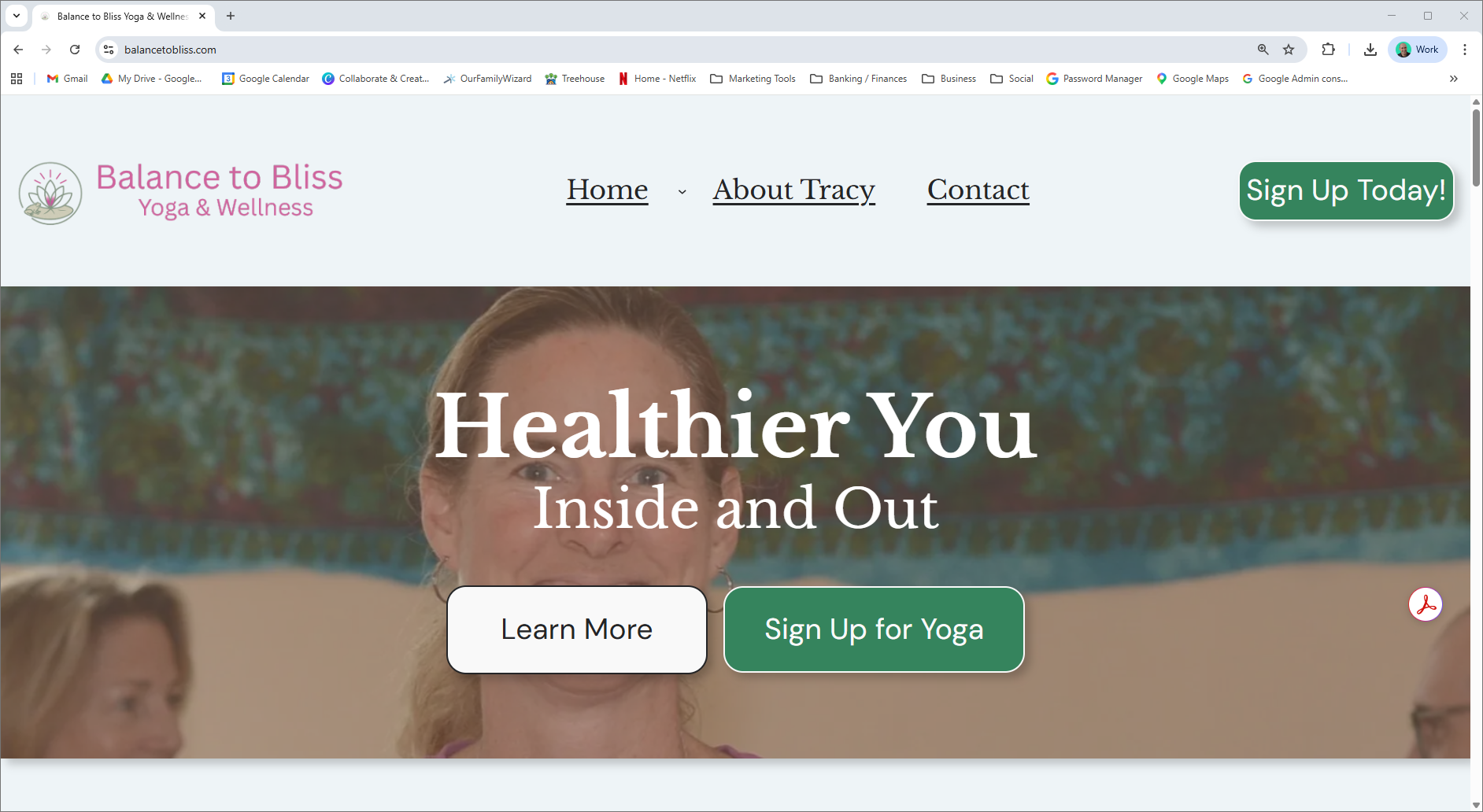 Screenshot of Balance to Bliss website