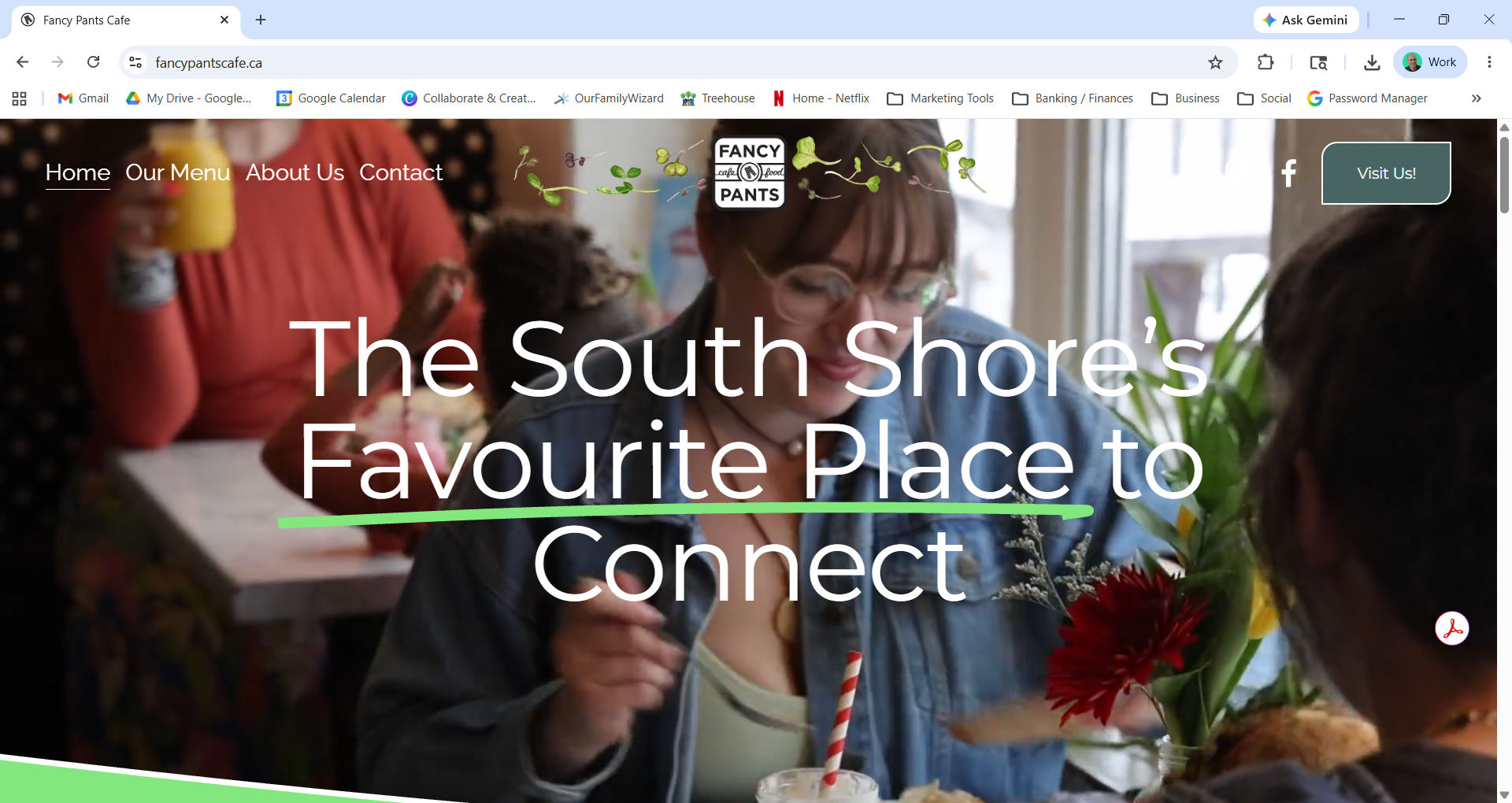 Screenshot of website of Fancy Pants Cafe in Bridgewater, NS