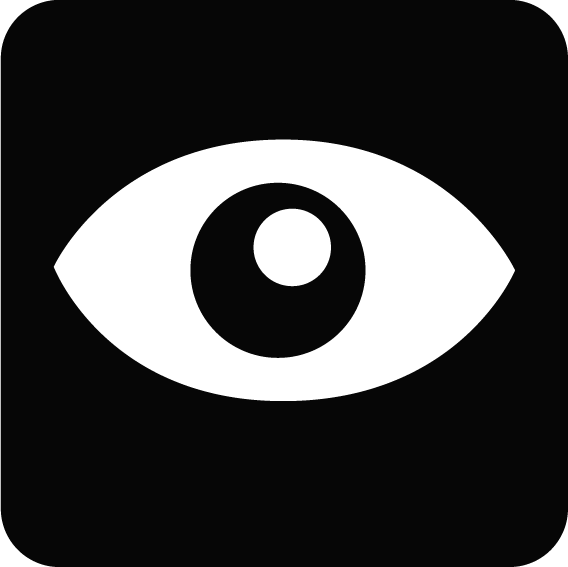 Black background with a white eye symbol in the center.