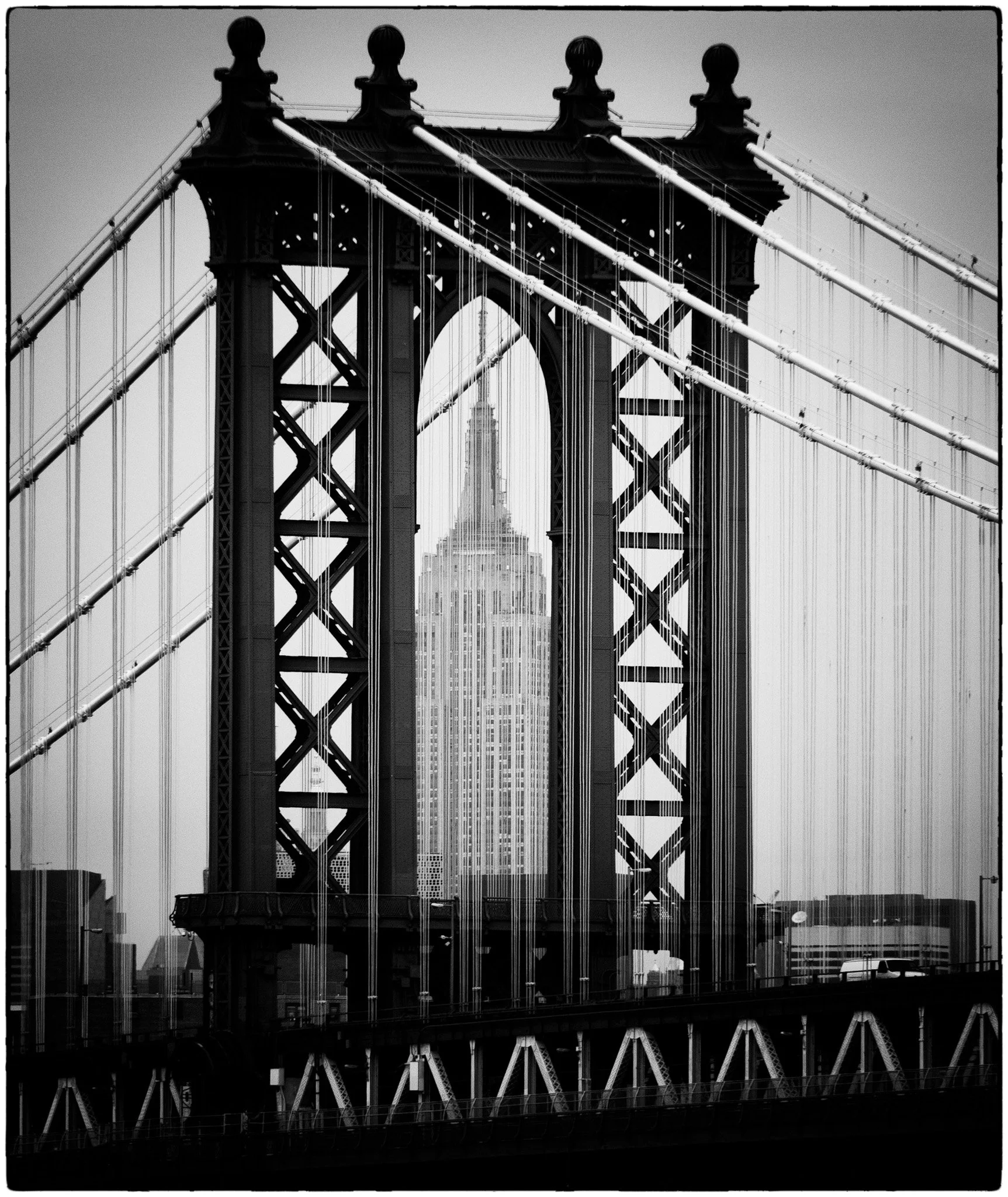 Manhattan Bridge w/Empire State Building, NYC