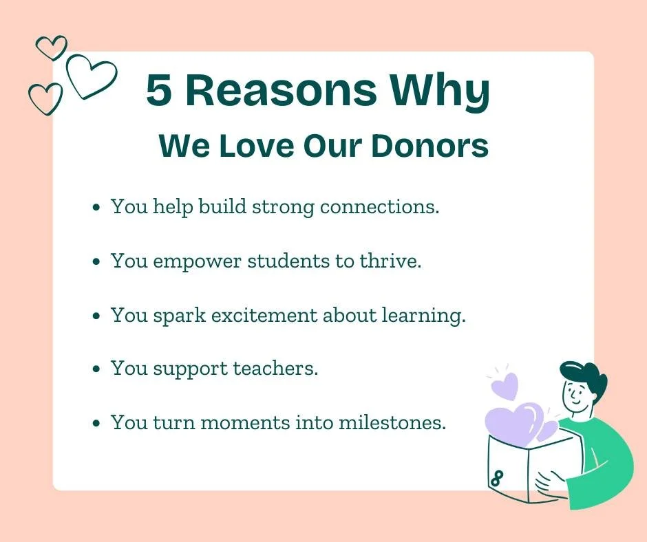 Next in our &ldquo;Reasons Why We Love&rdquo; series&hellip; our incredible donors and volunteers 💗

Your generosity, whether through time, talent, or financial support, makes meaningful connection possible. Because of you, we're able to bring teach