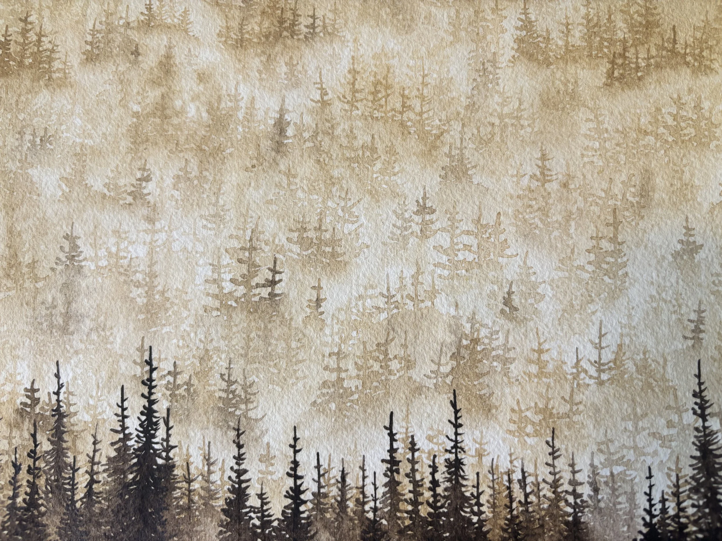 Smoky Mountainside - Watercolor on Cotton