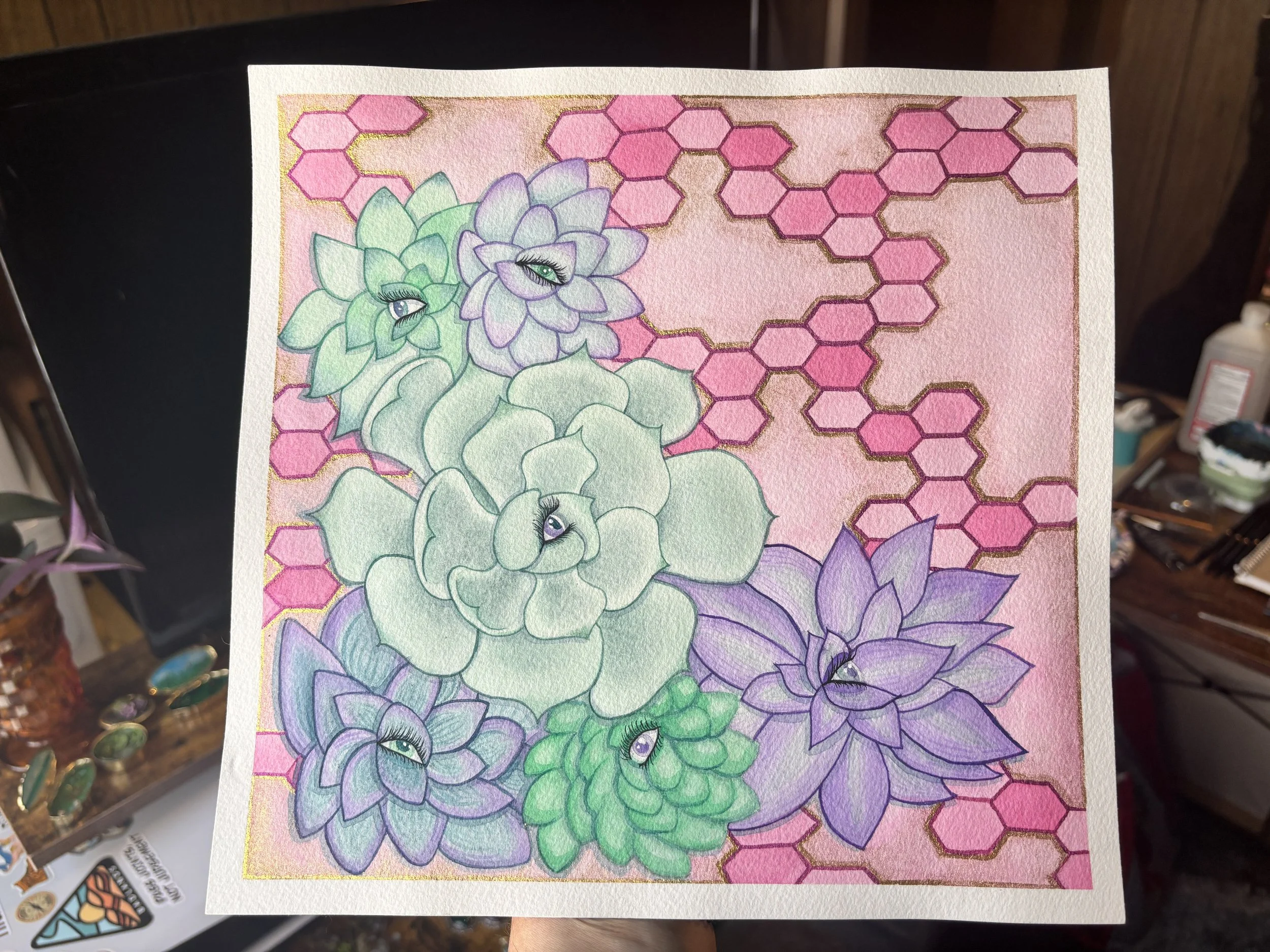 Eye See You - Watercolor on Cotton