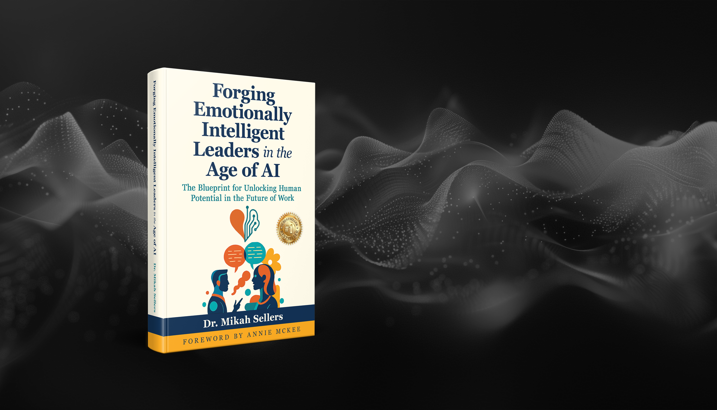 Forging Emotionally Intelligent Leaders in the Age of AI book cover on AI background