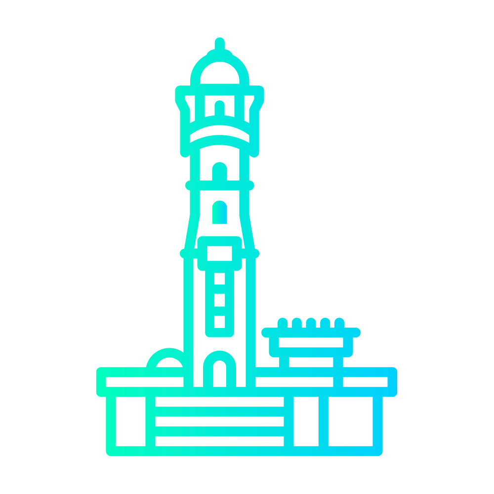 Colorful abstract geometric design with a mix of blue, cyan, and green shades.