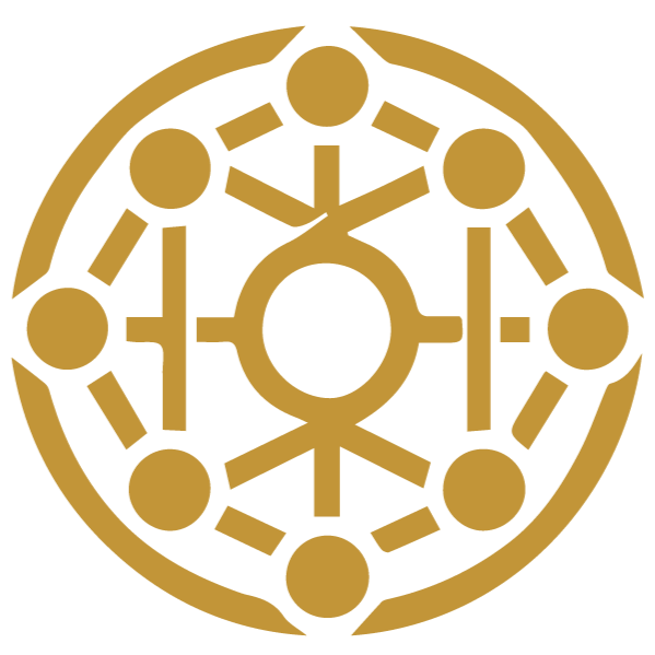 Logotipo Zentiva Events,  con formas que se conectan en un patrón simétrico, personas unidas