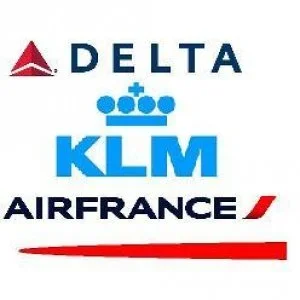 Logos de las aerolíneas Delta, KLM y Air France.